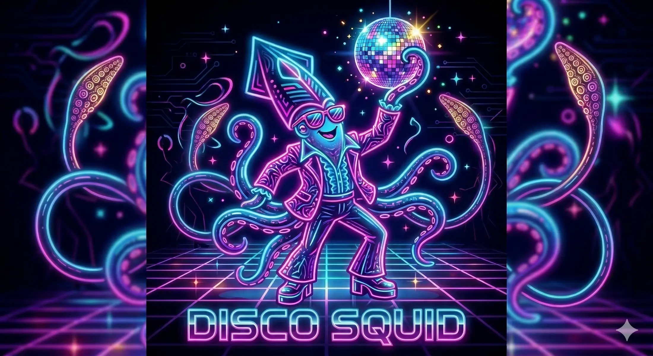Disco Squid Mascot